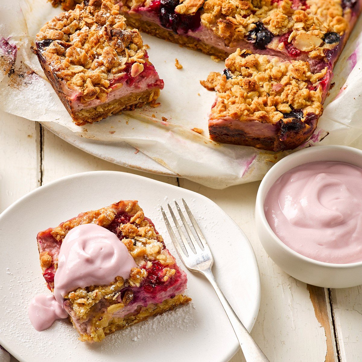 Berry Yogurt Crumble Slice